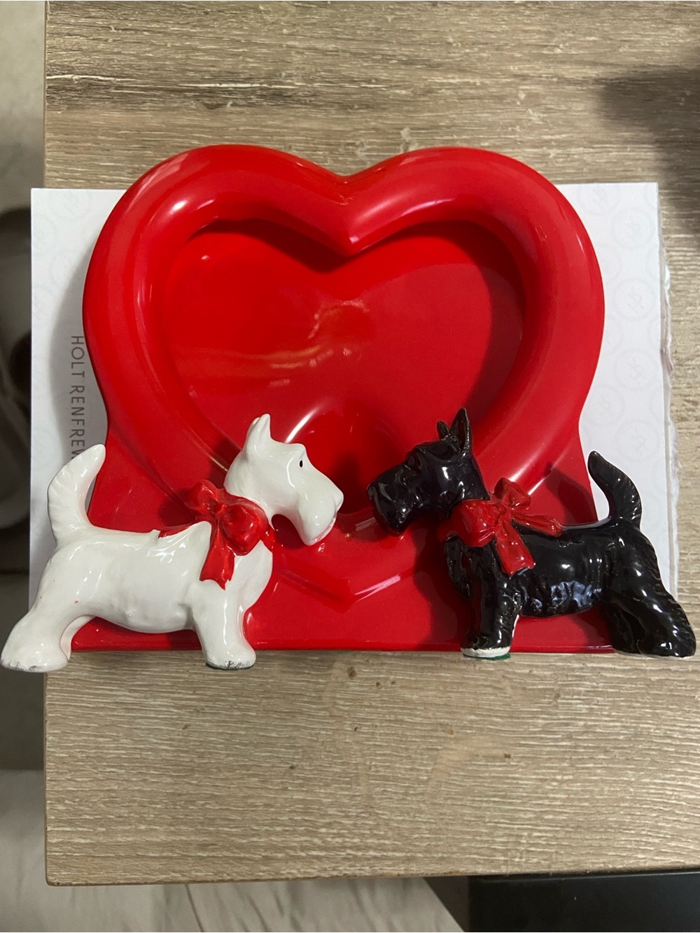 Vintage EATON Collection Japan Red Heart & Dogs Ceramic Picture Frame